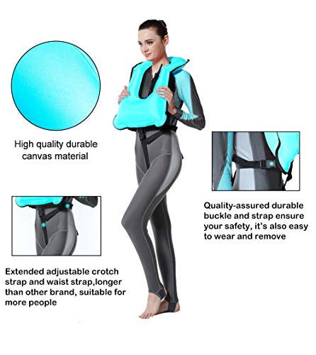Faxpot Men/ Women Adult Inflatable Life Jacket Snorkel Vest For Swimming Safety - Thumbnail 4