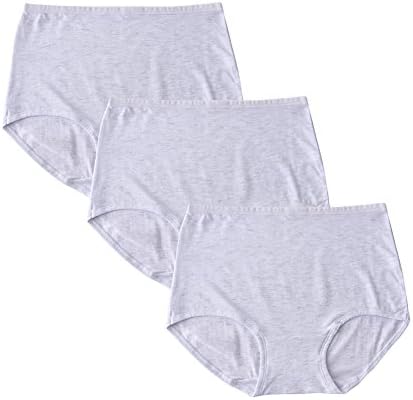 YLQHT Women's Cotton Underwear Panties Solid Color Stretchy Soft Breathable High Rise Briefs Plus Size