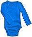 Boys Girls Baby Onesie made with Organic Cotton - Long Sleeve Kimono Style with Side Snaps Bodysuit and Gloved Sleeve - Deep Blue 3M