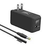 BND Microsoft Surface Pro Charger, 65W Portable Mini Charger for Microsoft Surface Pro 3 4 5 6 2017 Tablet/Surface Laptop/Surface Book/Surface Go, W/ 6.6ft Power Cord & USB Charging Port