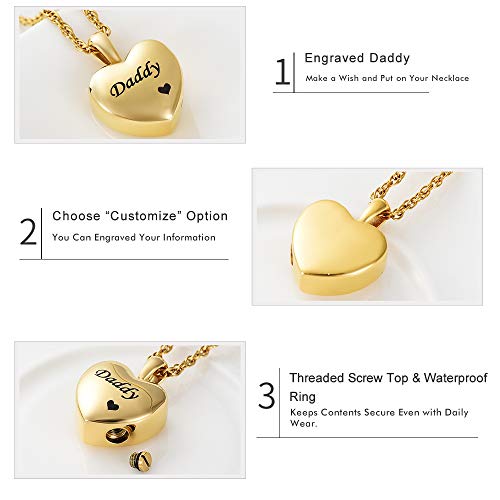 shajwo Cremation Jewelry for Ashes Holder - Heart Locket Urn Pendant Necklace Jewelry - Keepsake Funeral Urns Memorial Jewelry Gift for Women Men
