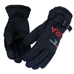 Frackson Black and Red Futura Warm Snow and Wind Proof Formal and Casual Winter Gloves for Men Boy Adult Protective Warm Hand Riding, Cycling, Bike Motorcycle Gloves (Wool & Polyester)