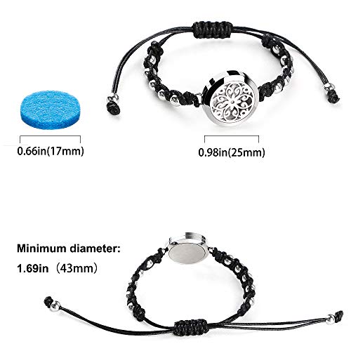 Maromalife Essential Oil Diffuser Bracelet, Adjustable Handmade Woven Wristband with 316L Stainless Steel Bead Aromatherapy Bracelet for Men/Women