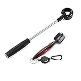 Golf Ball Retriever & Golf Club Cleaning Brush with Groove Cleaner Retractable Zip-line Carabiner