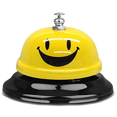 Wekoil Call Bell Smiley Face Desk Service Bell Ding Bell for Restaurant Hotel Room Kitchen Party School Classroom Office Elderly Teachers Students Large Yellow Emoji Bell,3.3 inch Yellow - Thumbnail 7