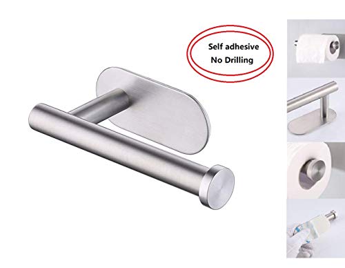 Lyyes Bathroom Tissue Holder, Toilet Paper Holder Self Adhesive No Drilling Brushed Stainless Steel Paper Roll Holder Wall Mount Bathroom Accessories Towel Holder