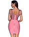 Meilun Women's Rayon Strap V-neck Off-Shoulder Fitted Bandage Bodycon Dress Pink Small