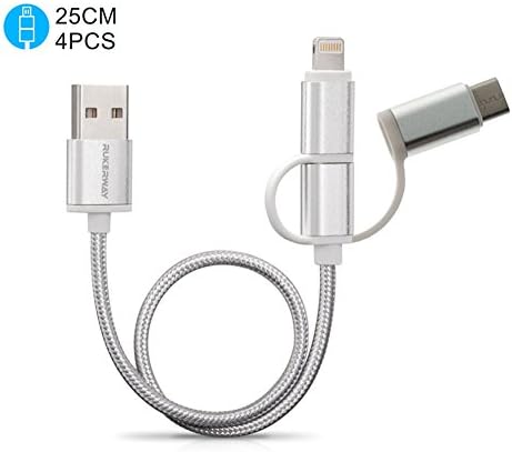 RUKERWAY Multi Phone Charger 3 in 1 Lightning/Micro/Type C USB Connector [4 Pack 1ft] Data Transfer Power Cords for iPhone 8/8 Plus/X/7/7 Plus/6s Plus/Samsung S7/LG G5/HTC 10
