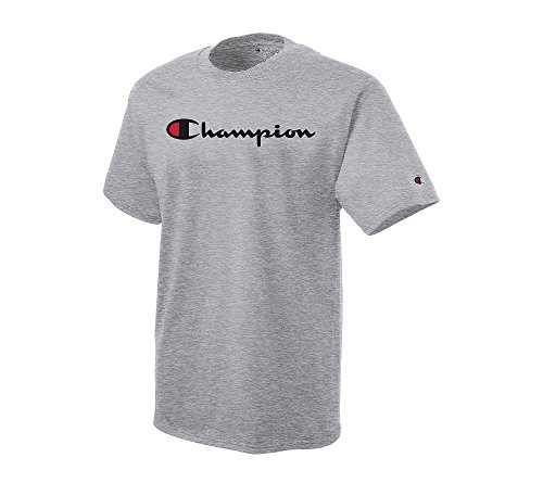 Champion Men's Classic Jersey Graphic T-Shirt, Light Steel/Champion Script, 2XL