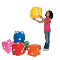 JEVERGN 6Pcs Inflatable Dice, 12" Numeral Dice for Indoor and Outdoor Broad Games, Ludo and Pool Party - Free Floor Games