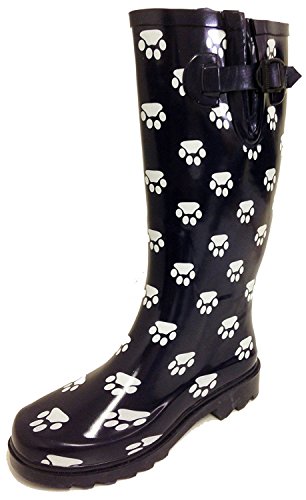 G4U Women's Rain Boots Multiple Styles Color Mid Calf Wellies Buckle Fashion Rubber Knee High Snow Shoes 41y%2B0EQZrwL