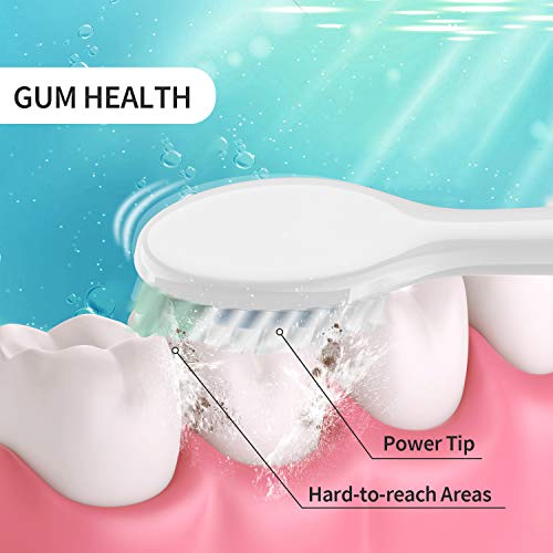 Liberex Electric Toothbrush Head Replacement for MS100, 4-Pack, White