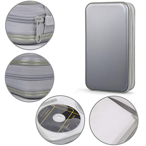 Fanspack CD Case, 80 Capacity DVD Case DVD Organizer CD Holder Case CD Storage Case Hard Plastic DVD CD Wallet (Grey)