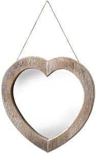 De madera con forma de corazón espejo con cuerda para colgar: Amazon.es