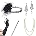 BABEYOND 1920s Flapper Accessories Set Gatsby Costume Accessories 20s Flapper Headband Pearl Necklace Gloves Cigarette Holder (Set-22)