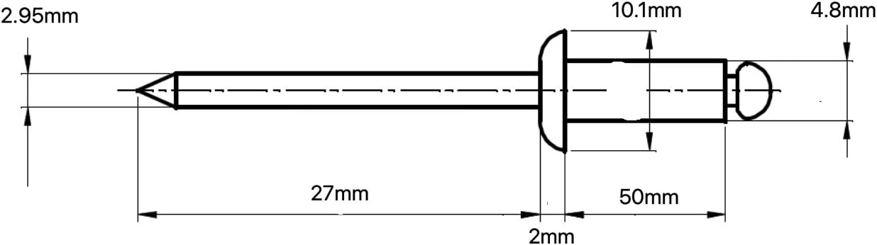 4.8mm x 50mm Blind Pop Rivet Dome Head Aluminium/Steel Shaft (Pack of 20) E07-08BC - Image 3