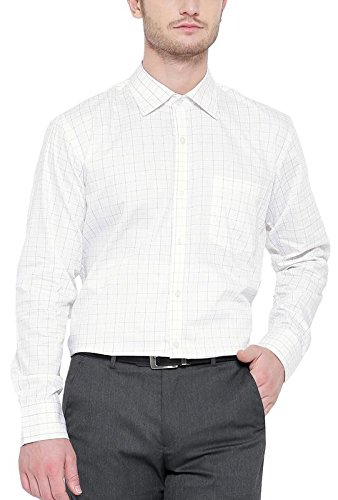 american crew men's full sleeve checks shirt with pocket (white)