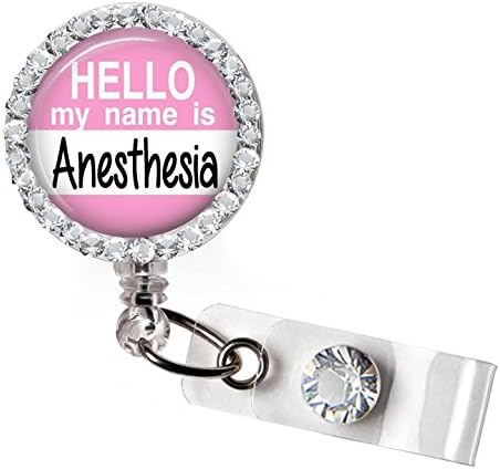 Anesthesia Hello My Name Is Badge Holder Reel, Nursing Retractable Badge Reel