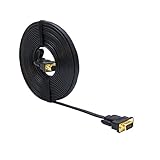 DTECH 10ft Ultra Thin Flat Computer Monitor VGA Cable Standard 15 Pin Male to Male Connector SVGA Wire 10 Feet - Black