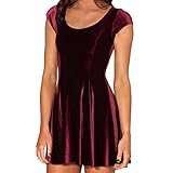 Sheoutfit Women's Hot Velvet Short Sleeve Cheerleader Skirt Dress