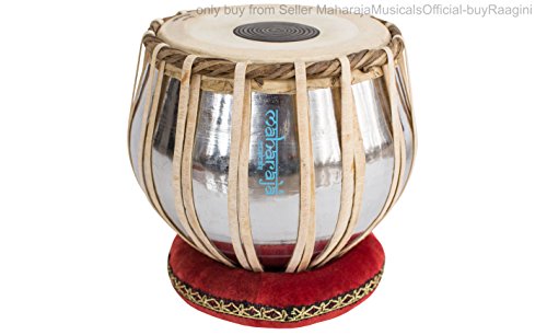 MAHARAJA Basic Tabla Set, Student Tabla Set, Steel Bayan, Dayan with Book, Hammer, Cushions & Cover - Perfect Tablas for Students and Beginners on Budget, Tabla Drums, Indian Hand Drums (PDI-IB)