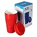Yilove Coffee Mug With Lid, BPA-free, Ceramic, 16 Ounce-Red