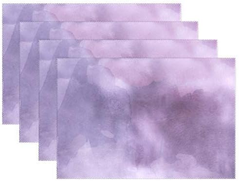 Watercolors Lilac Violet Purple Art Placemats Heat Insulation Stain Ristant for Dining Table Non-Slip Kitchen Table Place Mats Set of 6