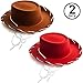 Funny Party Authentic Kids Cowboy Hat - Durable & Sturdy Brown & Red Cowboy Hats for Boys & Girls - Western Costume Accessories - 2 Pack