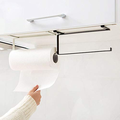 MOVEmen Multifunctional Creative Hook Rack Hanger Towel Rack Kitchen Tableware Drain Rack Bathroom Kitchen Corner Storage Rack Hook Up Hanging Door Hanger Paper Towel Holder (Black) - Thumbnail 4