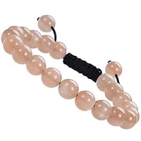 Massive Beads Natural Gemstone Bracelet Yoga Beaded Bracelet for Gifts (Orange Moonstone)
