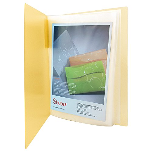 Shuter 40-Pocket Protector Presentation Book, A4 Size, 80-Page Capacity,Available for Report Sheets,Artworks,Music Sheets,Clippings (Clear Yellow) - Thumbnail 2