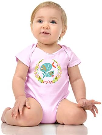 Hobbynica Pisces Design - 100% Cotton - Funny Cute Baby Onesie Unisex - Very Comfortable and Soft Material - to Keep Your Baby Feel Like He Still in The Stomach (12 Months, Light Pink)