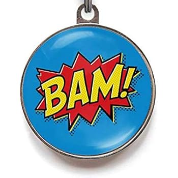 Wag-A-Tude Tags Bam Comic Pet Tag Dog Tag Cat Tag Funny Pet Tag Custom Pet Tag (Small)