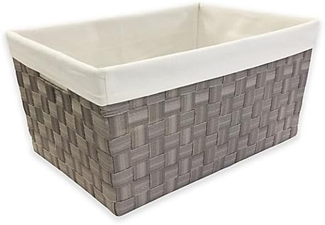 Mystic Apparel Basket Weave Large Storage Bin with Liner in Grey