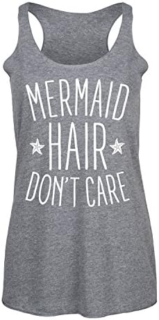 Mermaid Hair Don't Care Starfish Ocean Themed Ladies Racerback Tank (2 X-Large, ATHELETIC HEATHER)