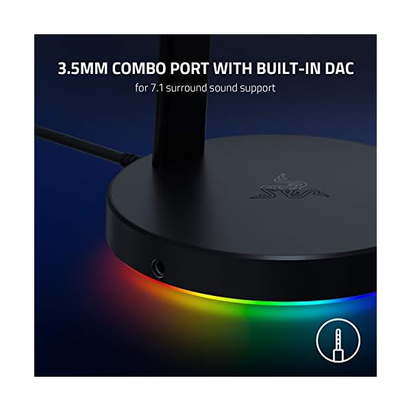 Razer-Base-Station-V2-Chroma-Headset-Stand-WUSB-Hub-Chroma-RGB-Lighting-2X-USB-31-Ports-Non-Slip-Base-Designed-for-Gaming-Headsets-Quartz-Pink Razer Base Station V2 Chroma - Chroma Enabled Headset Stand with 3.1 USB Hub and 7.1 Surround Sound (2 USB 3.1 Ports…