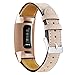 Oitom Leather Bands Compatible Charge 3 /Charge 3 SE Band Women Men Small Large,Premium Leather Replacement Band Wrist Accessories Straps(Apricot)