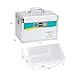 Ollieroo Locking Medicine Box,Key Lock Box for Medication,First Aid Storage Box for Emergency Supplies 7.7 x 7.9 x 12 inches Silver