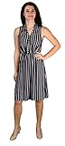 Peach Couture Womens Vintage Pinstripe Button Up Elastic Waist Shift Dress