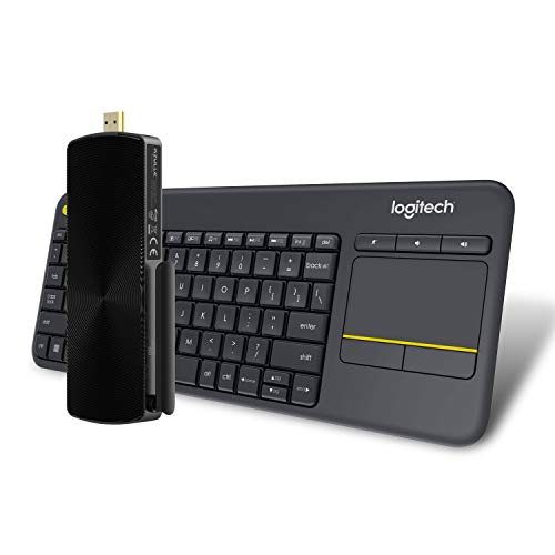 Access Plus Mini PC Stick Bundle (4GB/64GB) Fanless Windows 10 Pro (64 bit) with Logitech K400 Plus Wireless Keyboard