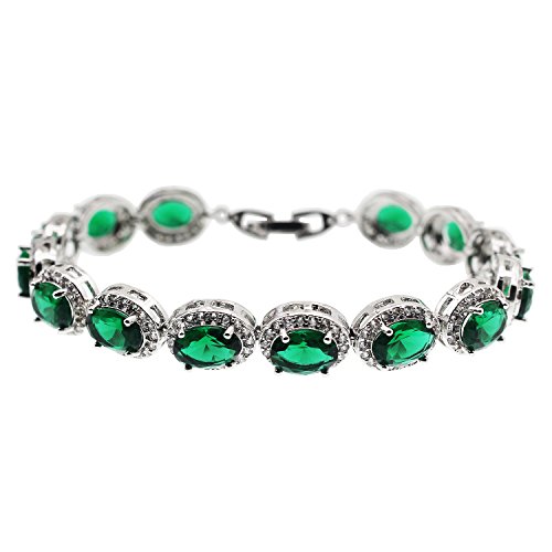 Oval Ladies Tennis Bracelet Garnet White Topaz Amethyst Citrine Peridot Pink Topaz 7 inch (Peridot)