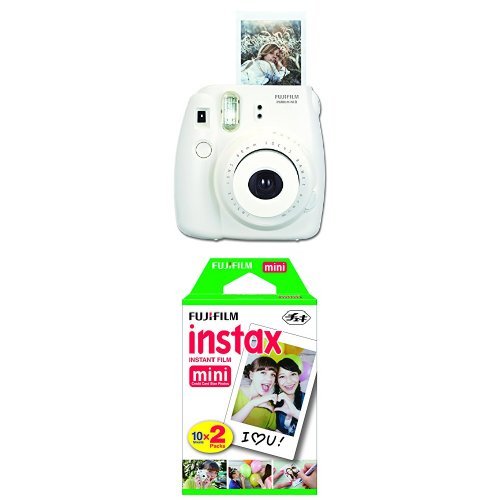 Fujifilm Instax Mini 8 Instant Film Camera (White) with Twin Pack