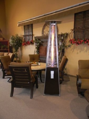 AZ Patio Heaters Resort Model 40,000 BTU 4-Sided Pyramid Style Glass Tube Flame Patio Heater in  ...