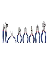 WORKPRO juego de siete pinzas (pinzas de apertura múltiple de 8 pulgadas, pinza de pico largo de 6 pulgadas, pinza de junta deslizante de 6 pulgadas, pinza Linesman de 7 pulgadas, pinza de junta deslizante de 8 pulgadas)