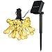 Zeso Waterproof 30 LED Solar String Lights (15 Water Drop and 15 Crystal), 20-Feet, Yellow