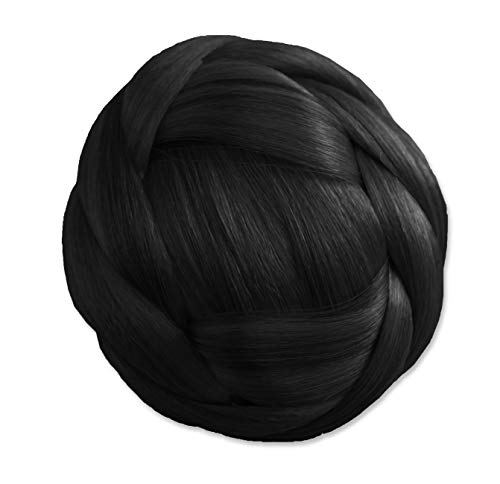 Mia Clip-n-Bun, Clip On Bun, Hair Accessory, Synthetic Wig Hair w/Jaw Clamp, Black, for Dress Up, Women, Girls, Costume 1pc