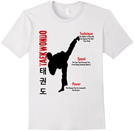 Taekwondo kick T-shirt Technique,Speed,Power - Male Small - White
