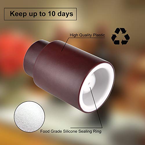 Vacuum Wine Stoppers,Wine Bottles Sealers Preservers,Vacuum Beverage Bottle Saver with Inner Rubber,Remove Air and Vacuum Seal Opened Wine Bottle for 7-14 Days - Thumbnail 4