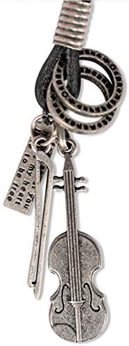 Music Musical Instruments Necklace, Genuine Leather Cord Surfer Jewelry for Men & Women