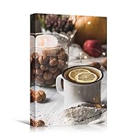 Canvas Wall Art Tea Coffee Drinks Farmhouse/Country Kitchen Multicolor Photography Relax/Calm - 12x18 inches